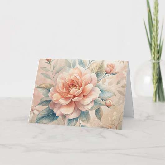 Elegante Perzik Tone  Geïnspireerd Verleden Nota K Feestdagen Kaart (Voorkant)