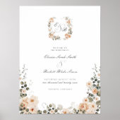 Elegante Perzik Tuin Bloemen Huwelijk Welkom Poste Poster (Voorkant)