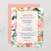 Elegante perzik watercolor bloemen bruiloft budget (Voorkant / Achterkant)