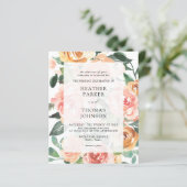 Elegante perzik watercolor bloemen bruiloft budget (Staand voorkant)