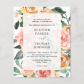 Elegante perzik watercolor bloemen bruiloft budget (Voorkant)