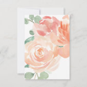 Elegante Perzik Waterverf Bloemen Bruiloft RSVP (Achterkant)