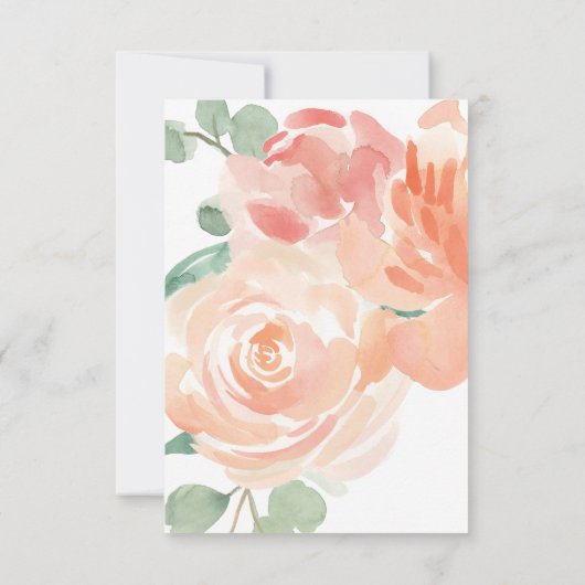 Elegante Perzik Waterverf Bloemen Bruiloft RSVP (Achterkant)