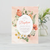 Elegante Perzik Waterverf Bloemendoop Kaart (Staand voorkant)