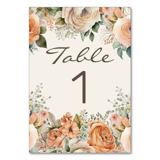 Elegante Perzik Wit Bloemen Eucalyptus Bruiloft Kaart (Voorkant)