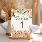 Elegante Perzik Wit Bloemen Eucalyptus Bruiloft Kaart