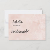 Elegante perzik witte bloem kant frame Bruidsmeisj Kaart (Voorkant)