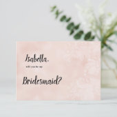 Elegante perzik witte bloem kant frame Bruidsmeisj Kaart (Staand voorkant)