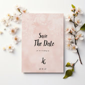 Elegante perzik witte bloem kant Save The Date Kaart