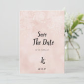 Elegante perzik witte bloem kant Save The Date Kaart (Staand voorkant)