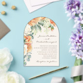 Elegante Perzik Witte Bloemen Eucalyptus Wedding A Acryl Uitnodigingen (Insitu (Huwelijk))