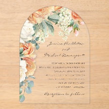 Elegante Perzik Witte Bloemige Eucalyptus Trouwboo