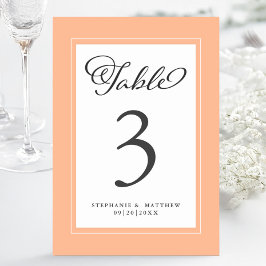 Elegante Perzik & Witte Huwelijksreceptie Aangepas Kaart