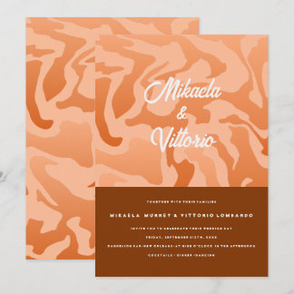 Elegante perzik zadel bruine bruiloft kaart