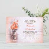 Elegante perzikbloemen Mason Jar vrijgezellenfeest Kaart (Staand voorkant)