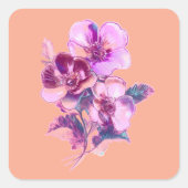 Elegante perzikbloesem vierkante sticker (Voorkant)