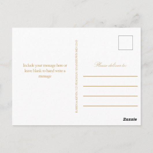 Elegante perziken en crème lente bruiloft dank u briefkaart (Achterkant)