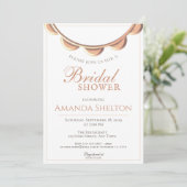 Elegante Perziken Hanger Witte Bruiloftsborrel Kaart (Staand voorkant)