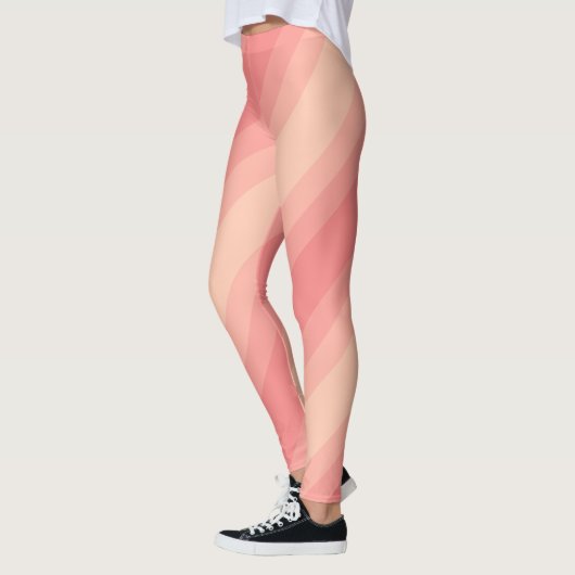 Elegante perzikkleur strepen Sjabloon Modern Leggings (Links)