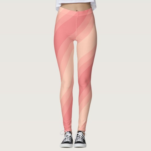 Elegante perzikkleur strepen Sjabloon Modern Leggings (Voorkant)