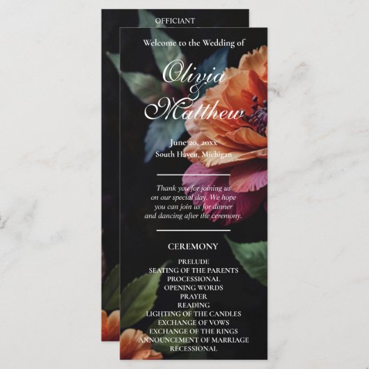 Elegante  perzikkleurige rode bloemige moody boho (Voorkant / Achterkant)