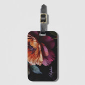 Elegante  perzikkleurige rode bloemige moody boho bagagelabel (Voorkant (verticaal))