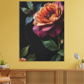 Elegante  perzikkleurige rode bloemige moody boho canvas afdruk (Insitu (Woonkamer))