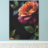 Elegante  perzikkleurige rode bloemige moody boho canvas afdruk (Insitu (Houten vloer))