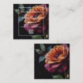 Elegante  perzikkleurige rode bloemige moody boho informatiekaartje (Voorkant / Achterkant)