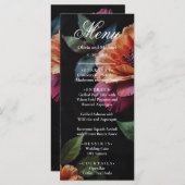 Elegante  perzikkleurige rode bloemige moody boho menu (Voorkant / Achterkant)