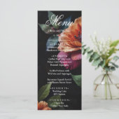 Elegante  perzikkleurige rode bloemige moody boho menu (Staand voorkant)