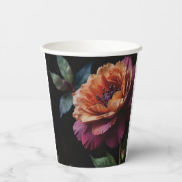 Elegante perzikkleurige rode bloemige moody boho papieren bekers