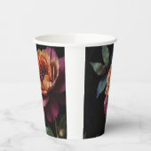 Elegante perzikkleurige rode bloemige moody boho papieren bekers (Links)