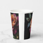 Elegante perzikkleurige rode bloemige moody boho papieren bekers (Rechts)