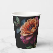 Elegante perzikkleurige rode bloemige moody boho papieren bekers (Voorkant)