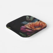 Elegante  perzikkleurige rode bloemige moody boho papieren bordje (Gebogen)