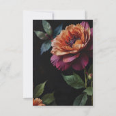 Elegante  perzikkleurige rode bloemige moody boho RSVP kaartje (Achterkant)