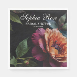 Elegante perzikkleurige rode bloemige moody boho servet