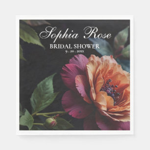 Elegante  perzikkleurige rode bloemige moody boho servet