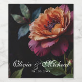 Elegante perzikkleurige rode bloemige moody boho wijn etiket (Enkel label)