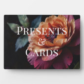 Elegante  perzikkleurige rode bloemige moody bruil fotoplaat (voorkant)