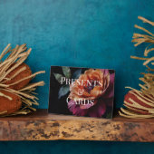 Elegante  perzikkleurige rode bloemige moody bruil fotoplaat (Zijkant)