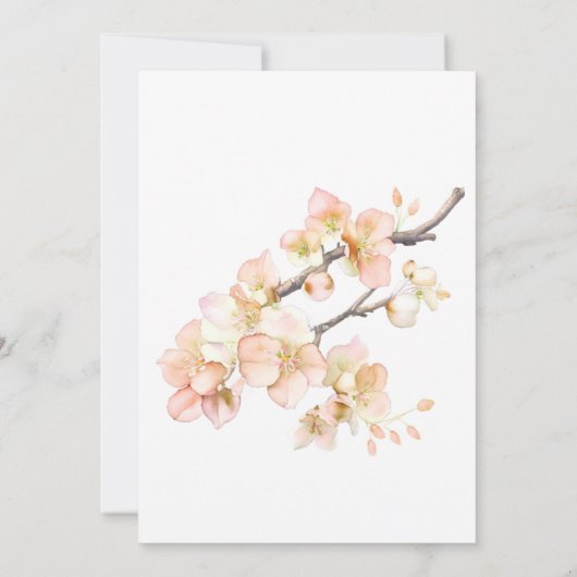 Elegante perzikkleurige roze waterverf bloemenbrui kaart (Achterkant)