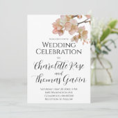 Elegante perzikkleurige roze waterverf bloemenbrui kaart (Staand voorkant)