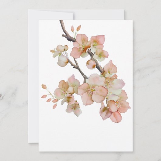 Elegante perzikkleurige roze waterverf bloemenbrui kaart (Achterkant)