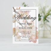 Elegante perzikkleurige roze waterverf bloemenbrui kaart (Staand voorkant)