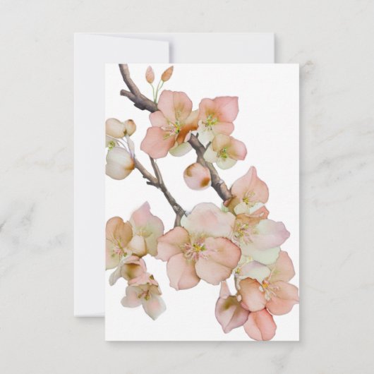 Elegante perzikkleurige roze waterverf bloemenbrui kaart (Achterkant)