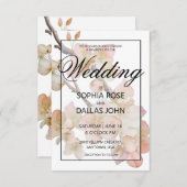 Elegante perzikkleurige roze waterverf bloemenbrui kaart (Voorkant / Achterkant)