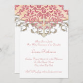 Elegante perzikkoraal eerste communie kaart (Voorkant / Achterkant)