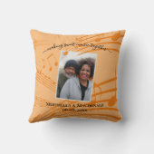 Elegante Perzikmuzieknotities Trouwfoto voor Koppe Kussen (Achterkant)